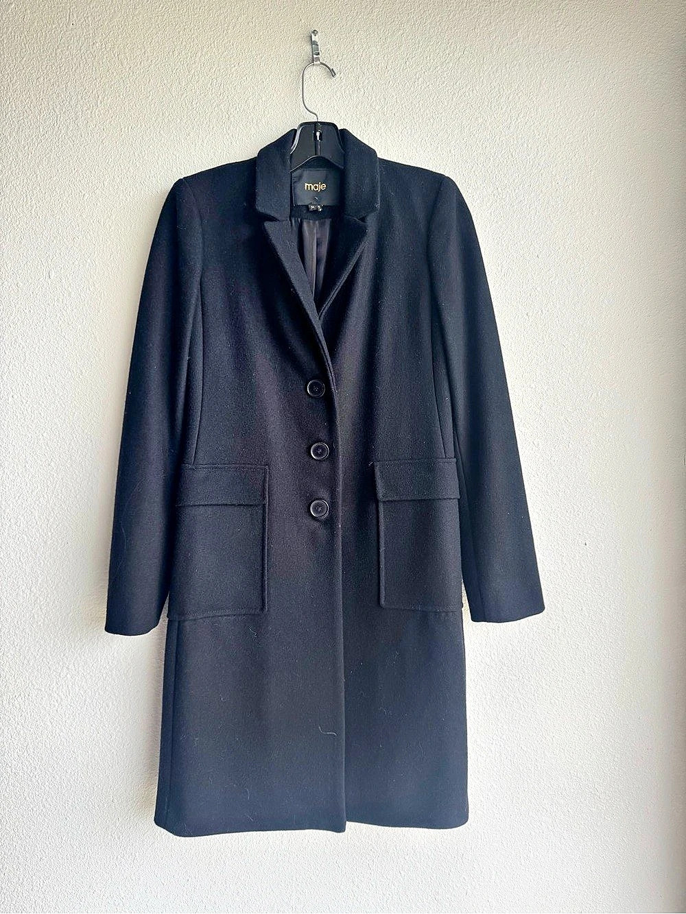 Maje Wool Coat in Black Size 36 Like New